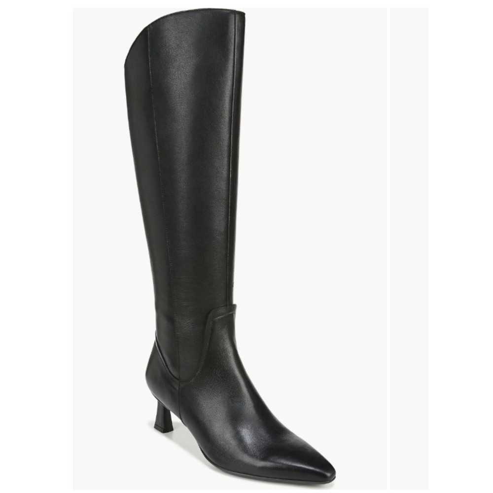 Naturalizer Black Leather Knee-High Heeled Boots